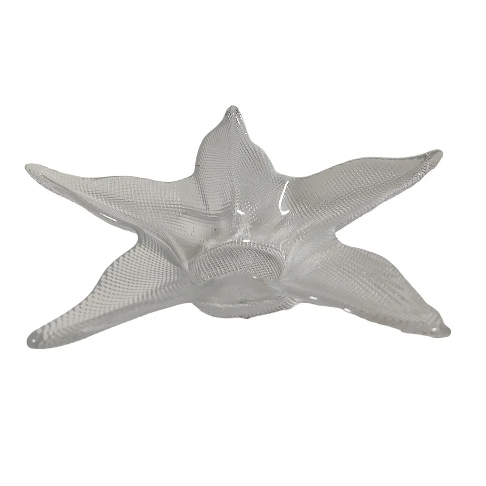 Textured‎ Clear Glass Starfish Bowl Nautical Cottage Core Beach Living 11 In SEE